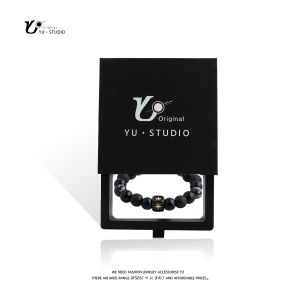 Yustudio สร้อยข้อมือลูกปัดหินออบซิเดียนแบบย้อนยุคแนวฮิปฮอปสร้อยข้อมือหินภูเขาไฟดูแพงแฟชั่นสำหรับผู้ชายเครื่องประดับมือสำหรับผู้หญิง