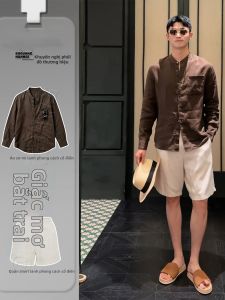 Bộ Áo Sơ Mi và Quần Short Linen Thời Trang Dành Cho Nam