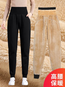 Thickened Fleece High Waist Cuffed Autumn Winter Lamb Velvet Casual Windproof Sweatpants Womens Outdoor Cotton Pants