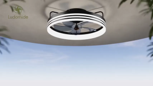 13.5 Inch Flush Mount Ceiling Fan with 360° Rotation 36W Dimmable LED 3 Color 18W DC Motor 4 Speed Remote Control Compact Design for HDB Toilet Shelter Kitchen