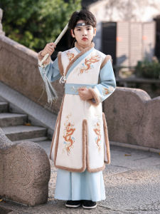 Thickened Winter Hanfu Childrens Clothing Boys Tang Suit New Years Gown Traditional Chinese Style Kids Festive Outfit