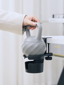 เตรียมจัดส่ง ที่วางแก้วหนีบโต๊ะ หมุนเก็บใต้โต๊ะได้ มีร่องสำหรับหูแก้ว ไม่ต้องเจาะผนังปรับขนาดได้