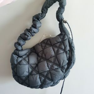 Large Capacity Nylon Dumpling Shape Bubble Shoulder Bag Casual Versatile Soft Polyester Lining Zipper Closure Foldable Bag