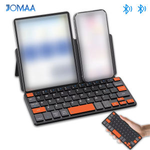JOMAA | JOMAA Bluetooth Mini Keyboard Wireless Compact Keyboard with Orange Navigation Keys & Any-Angle Stand for Android/iOS/Windows