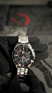 Jam Tangan Pria Casio Edifice Chronograph EFR-552D-1A3 Black Dial Silver Stainless Steel Band