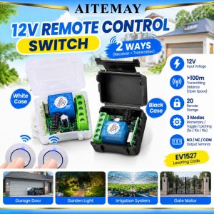 Aitemay 5 cái RF không dây DC 12V 10A Đầu thu công tắc điều khiển từ xa 433Mhz Mini mô-đun Rơle cho cổng cửa nhà để xe Đèn LED tự làm