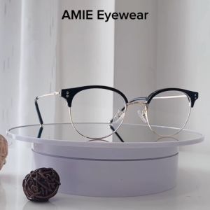 Gọng kính cận tròn nữ AMIE Eyewear chất liệu kim loại nhựa kiểu dáng thanh mảnh thời trang 8016