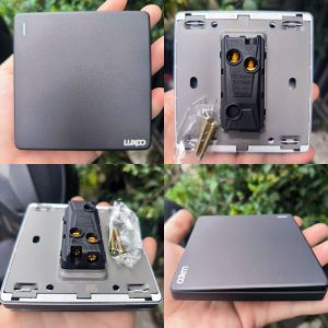 LUXCO MEGATECH SAKLAR LAMPU IB ENGKEL / SERI / TRIPLE / EMPAT / STOP KONTAK PENGAMAN WARNA LIGHT GREY ABU-ABU SNI KUALITAS PREMIUM SAKELAR BAHAN METAL