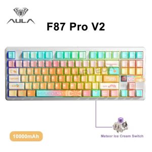 AULA | Aula F87 Pro V2 Custom Mechanical Keyboard Wireless Triple Mode Bluetooth Silent Rgb Backlit Gaming For Pc Computer Esports