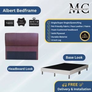 Mattress Concept Albert Divan Bedframe Pet Friendly Fabric/Faux Leather/Fabric All Size Available
