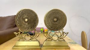 Mặt Trống Đồng Đông Sơn Đế Hoa Sen 01 Mặt Và 02 Mặt Cao 26cm Đường Kính 15cm - Quà Tặng Đẹp