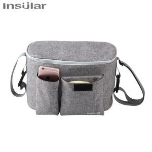 Insular | Baby Stroller Storage Bag Diaper Nappy Organizer with Hanging Basket Travel Feeding Bottle Holder Mommy Carriage Accessory