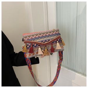 Handwoven Ethnic Style Zhuang Jin Bag Crossbody Single Shoulder Bag Embroidered Triangle Bag Daily Match Chinese Artistic Trend