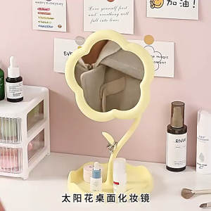 HOVELSHOP Cermin Bentuk Bunga Kaca Rias Makeup Aesthetic Standing Mirror Rotasi 360 Derajat