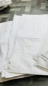 กระสอบใส่น้ำแข็ง เย็บวนปาก สีขาว คละลาย  ( มือ 2 ) สะอาดใหม่