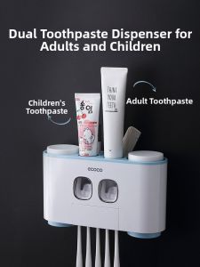 ecoco | Automatic Toothpaste Dispenser Organizer Wall-Mounted Set