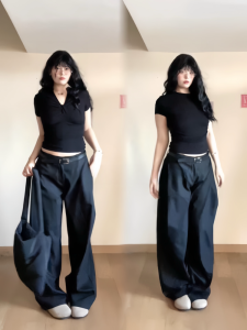 Plus Size Plus Size Ladies Sweet and Spicy Style Stylish Cross Twist Short Tops Womens Summer Silm Show Thin Black Bottoming Shirt