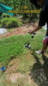TANZU 21V Brushless Tanpa Buku Motor Listrik Potong Rumput | Tenaga Lithium Baterai Mesin Pemangkas Rumput Tebal | Pengaturan Tinggi 1-30cm/Sudut Pemutar 90°/3 Pemotong Pengganti