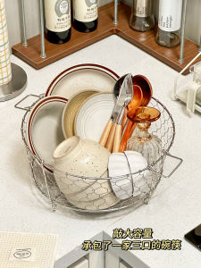 ชั้นวางจานสแตนเลสสำหรับครัว อเนกประสงค์ จัดระเบียบได้ดี ความจุขนาดใหญ่ ชั้นวางจานแบบหันกลับมาวาง ชั้นวางของในครัว