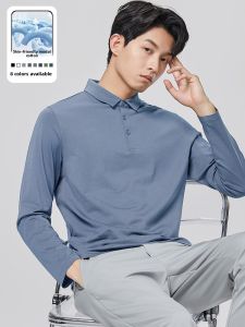 PERDONTOO | Modal Material Polo Shirt Spring Autumn Business Casual Turn-down Collar Solid Color