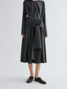 INSIS FEMME | Pleated Waist Tie Flare Skirt