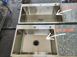 kệ inox mặt đá hoa cương kèm bồn 304