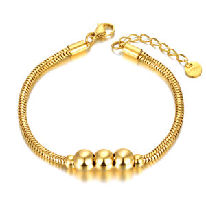 Lokaer 3 Nữ Thép Không Gỉ Mịn Đính Hạt Vòng Tay Tối Giản Dây Xích Rắn Trang Sức Thời Trang Không Dị Ứng B23002