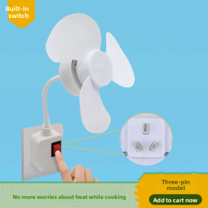 MONLEYTA | Kitchen Universal Three-Pronged Socket Mini Cyclone Fan Integrated Compact Creative Fan No摇头 Feature Pure Color Design