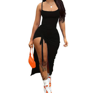 ชุดเดรสเกาะอกเข้ารูปเซ็กซี่ กระโปรงทรงเอเอวสูง แขนกุด ผ้าโพลีเอสเตอร์ สีสันสดใส ฤดูใบไม้ผลิ ฤดูร้อน ฤดูใบไม้ร่วง ฤดูหนาว