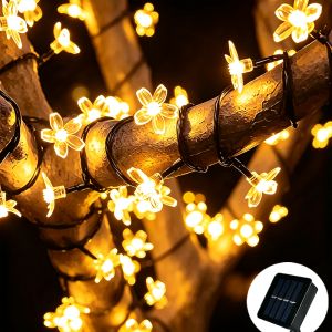 Outdoor Solar Cherry Blossom LED String Lights 20 50 100 200 LED Flower Fairy Lights for Christmas New Year Garden Party Decor