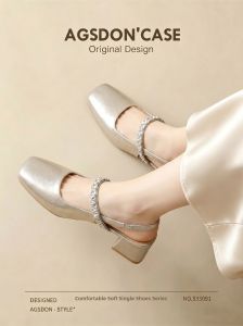 Agsdon | Elastic Adjustable Buckle Mary Jane Thick-Heel Sandals for Women