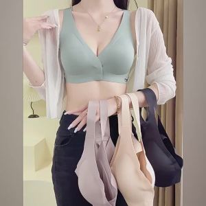 บราไร้ตะเข็บกระดุมหน้า บรากันการหย่อนคล้อย สปอร์ตบราแบบบาง