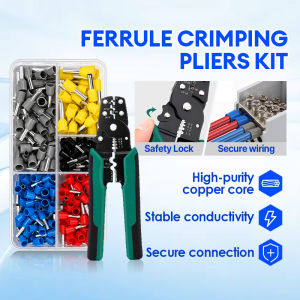 Ferrules Crimping Pliers Tool Crimping Pliers Ferrule Crimping Tool Set &200pcs Insulated Cord Pin End Terminal