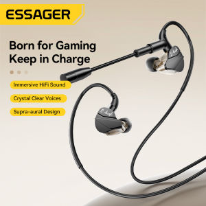 Essager In-Ear Gaming Wired Headphones 3.5mm Type-C External HD Microphone HiFi Sound Quality For iPhone iPad Macbook Samsung Huawei Xiaomi Tablet Laptop Type C 3.5mm Gaming Wired Headphone