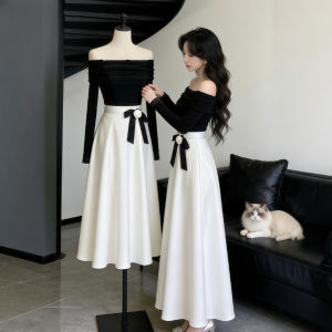 CHANGTONG | Korean Style Elegant Off Shoulder Two-Piece Set