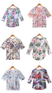 Alisa.Sonya Womens Elegant Printed Blouse Exquisite Floral & Artistic Watercolor Textures Soft Flowy Silhouette Loose Fit Timeless Design