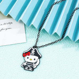 Sanrio Hello Kitty Skeleton Pirate Necklace Kawaii KT Cat Charm Jewelry for Halloween Cute Gift
