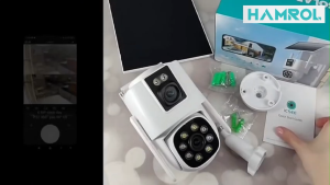 Hamrol 4k 8MP Dual Lens Dual Screen 4G AOV PTZ Solar Battery Camera Alarm Remind Waterproof CCTV