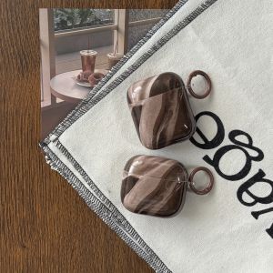 Autumn Winter Retro Brown Silk Satin Texture Smudging Protective Earphone Case Cover for AirPods 1 2 3 4 Pro Pro2 Pro3