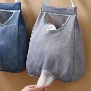 Wall Mount Garbage Bag Dispenser - Washable Mesh Storage Box For Plastic Bags Kitchen Organizer Tool