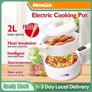 MeeGoo 2L 700W Non Stick Cooker Mini Portable Mini Rice Cooker Stainless Steel Electric Rice Cooker Steamer Dormitory Can Be Used电饭锅pemasak beras