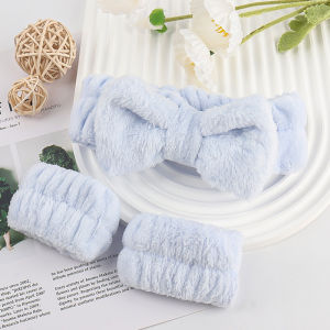 3pcs Eyelash Extension Protect Headband Wristbands Set Lash Extension Puffy Headband For Face Washing Makeup Shower Skincare