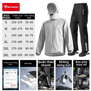 MOTOWOLF | Bộ đồ chống mưa cho nam đi mô tô