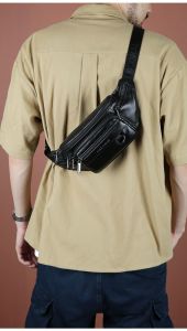 LegumStore Tas Pinggang Pria Kulit Panjang 30cm Import Tas Selempang Pria Kulit Tas Santai Motoran