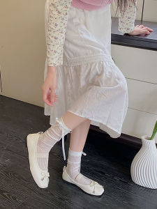 Ballet Style Womens Socks Breathable Butterfly Knot Backless Mid-Calf Stockings Korean Pure Desire Ins Wind Mesh Home Clothes