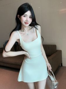 GUZILIAN | Đầm dây gợi cảm giản dị ôm eo phong cách Pháp mùa xuân hè mới cho nữ thương hiệu Guzi Ran phong cách Hàn Quốc chất liệu tổng hợp