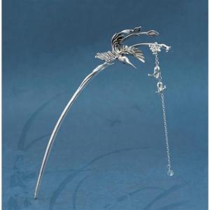 Elegant Ancient Chinese Silver Hairpin Womens Hanfu Headwear Court Style Crane Tassel Hair Accessory Retro Outfit