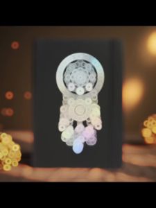 A5 Black Dot Grid Notebook Dreamcatcher Journal 150gsm Thick Paper Holographic Cover Hard PU Sketchbook No Bleed