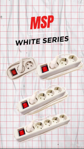 MYVO Stop Kontak 4 Lubang 5 Meter MSP-N34 Putih Asli Kuningan