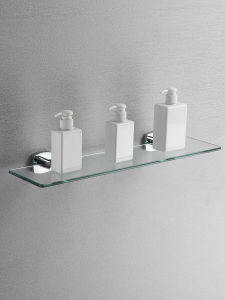 Bathroom Vanity Mirror Glass Shelf Single Layer Copper Wall Mounted Toilet Storage Rack 30 50 60cm Bathroom Hardware Accessories